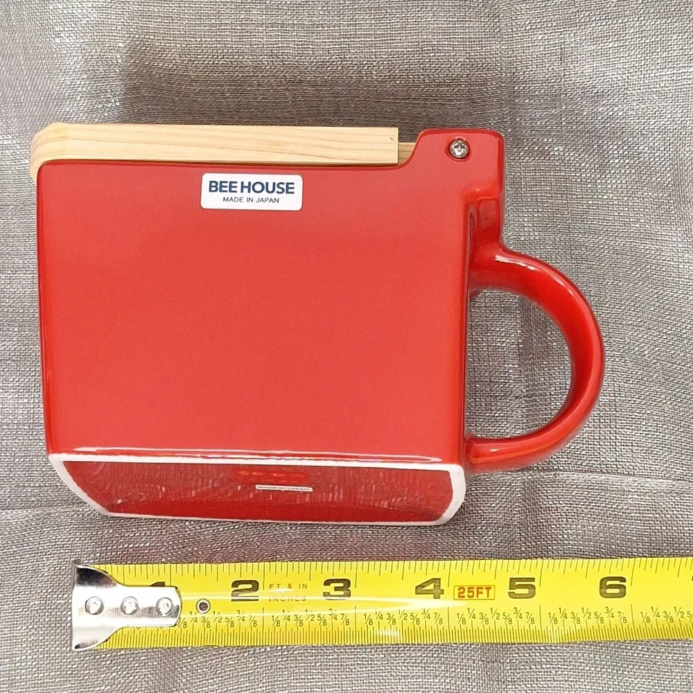 Zero Japan Red Ceramic Salt Box Cellar Wood Hinoki Lid Handle Kitchen Canister